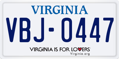VA license plate VBJ0447