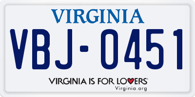 VA license plate VBJ0451