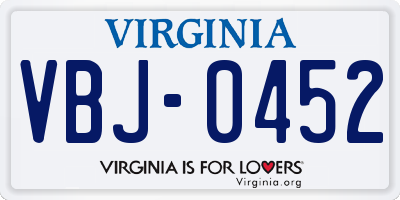 VA license plate VBJ0452