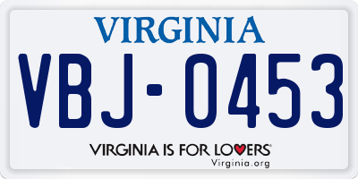 VA license plate VBJ0453