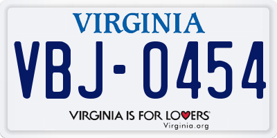 VA license plate VBJ0454