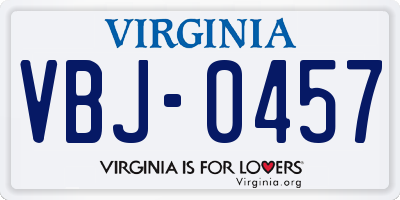 VA license plate VBJ0457