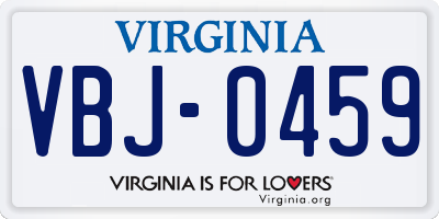 VA license plate VBJ0459