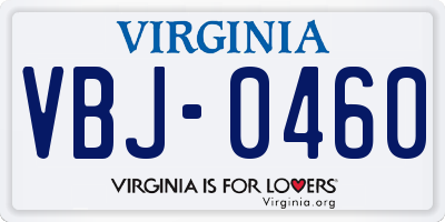 VA license plate VBJ0460