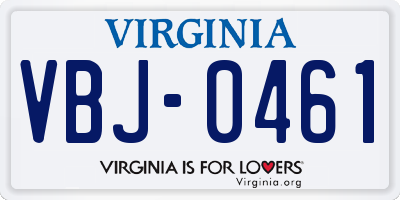 VA license plate VBJ0461
