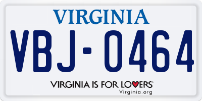 VA license plate VBJ0464