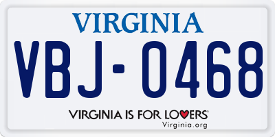 VA license plate VBJ0468