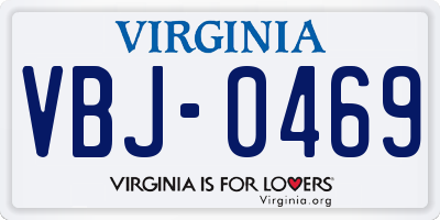 VA license plate VBJ0469