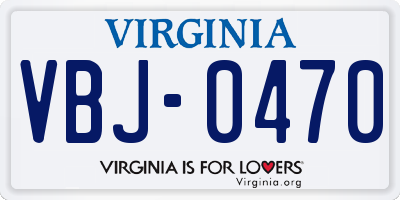 VA license plate VBJ0470