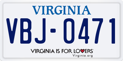 VA license plate VBJ0471