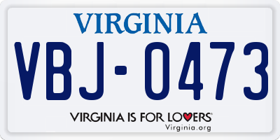 VA license plate VBJ0473