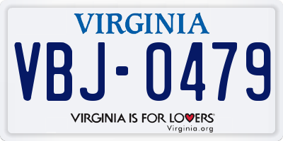 VA license plate VBJ0479