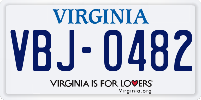 VA license plate VBJ0482
