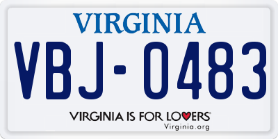 VA license plate VBJ0483
