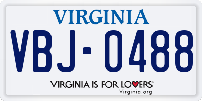 VA license plate VBJ0488