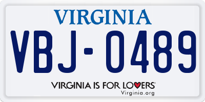 VA license plate VBJ0489