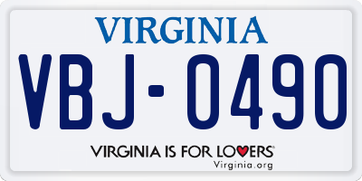 VA license plate VBJ0490