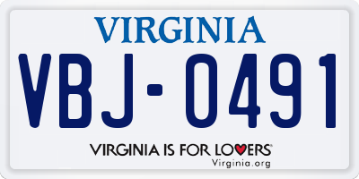VA license plate VBJ0491