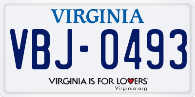 VA license plate VBJ0493