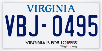 VA license plate VBJ0495
