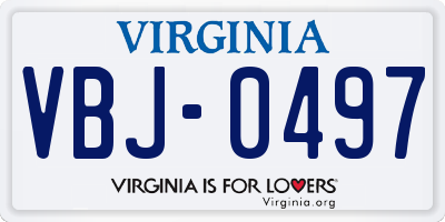 VA license plate VBJ0497