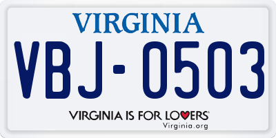 VA license plate VBJ0503