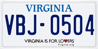 VA license plate VBJ0504