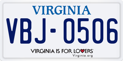 VA license plate VBJ0506