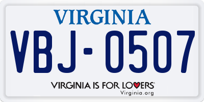 VA license plate VBJ0507