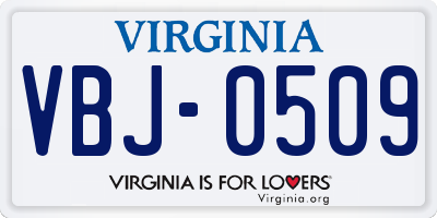 VA license plate VBJ0509