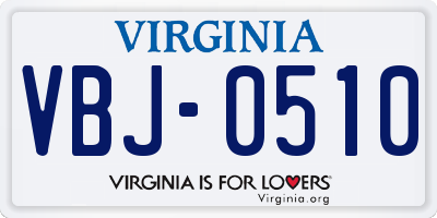 VA license plate VBJ0510