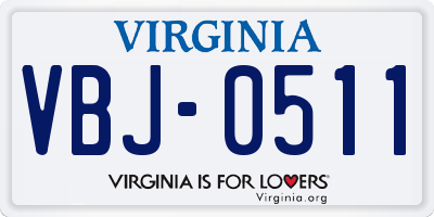 VA license plate VBJ0511