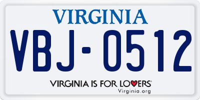 VA license plate VBJ0512