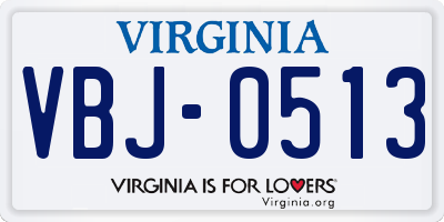 VA license plate VBJ0513