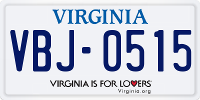 VA license plate VBJ0515