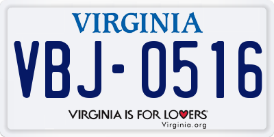 VA license plate VBJ0516
