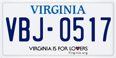 VA license plate VBJ0517