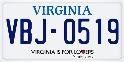 VA license plate VBJ0519