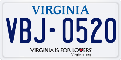 VA license plate VBJ0520