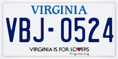 VA license plate VBJ0524