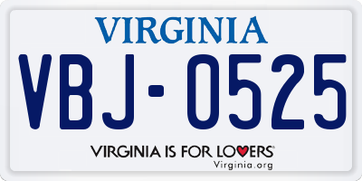 VA license plate VBJ0525