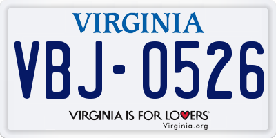 VA license plate VBJ0526