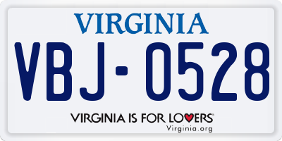 VA license plate VBJ0528