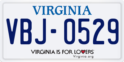 VA license plate VBJ0529