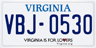 VA license plate VBJ0530
