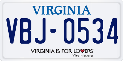 VA license plate VBJ0534