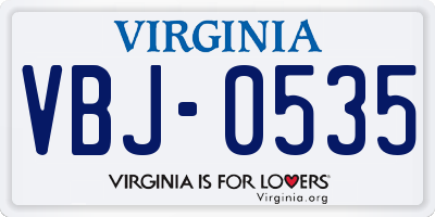 VA license plate VBJ0535