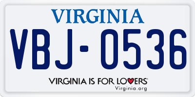 VA license plate VBJ0536