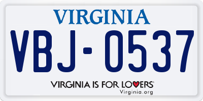 VA license plate VBJ0537