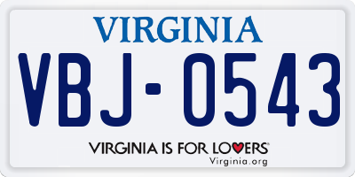 VA license plate VBJ0543